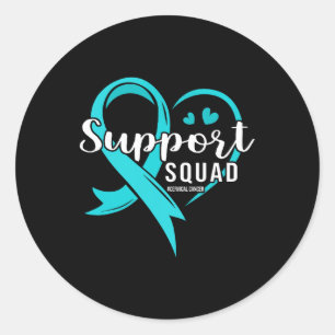Support Squad Schattige Hart Cervicale Kanker Bewu Ronde Sticker