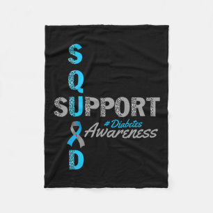 Support Squad T1d T2d Diabetes Grijs Blauw Lint Fleece Deken