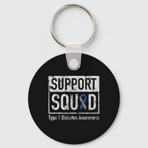 Support Squad Type 1 Diabetes Awareness Ribbon Sleutelhanger