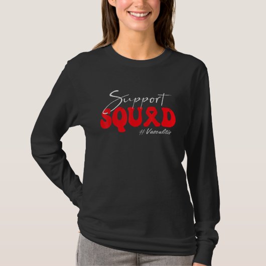 Support Squad Vasculitis Awareness Red Ribbon T-shirt (Voorkant)