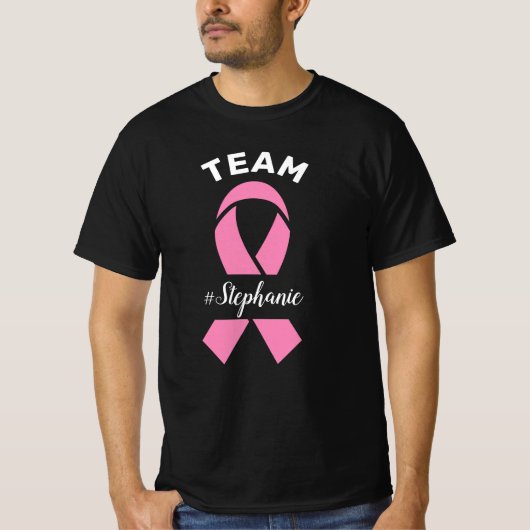 Support Team Borstkanker Awareness Aangepaste naam T-shirt (Voorkant)