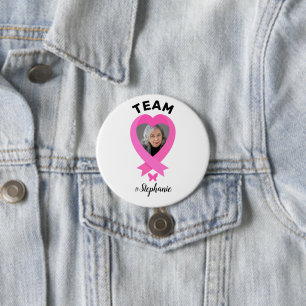 Support Team Borstkanker Bewustzijn Custom Foto Ronde Button 7,6 Cm