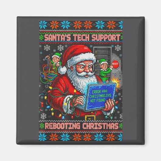 Support Tech Santa Rebooting Ugly s Magneet (Voorkant)