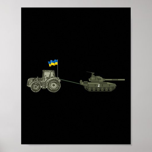 Support Ukraine Tractor Pulling A Russian  Poster (Voorkant)