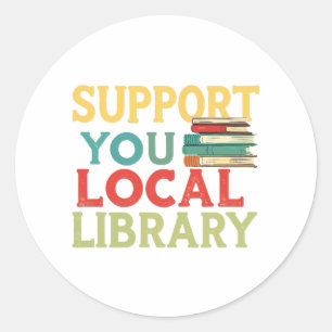 Support voor de overzichten van lokale bibliotheek ronde sticker