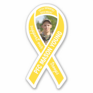 Support voor onze Troops Yellow Ribbon Foto & Name Sticker