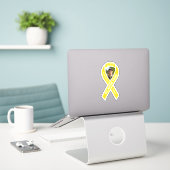 Support voor onze Troops Yellow Ribbon Foto & Name Sticker (Laptop op bureau)