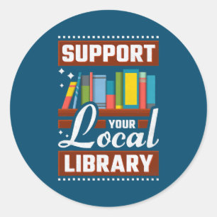 Support voor uw lokale bibliotheekbank ronde sticker