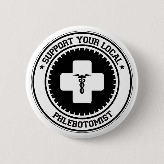 Support voor uw lokale flebotomist ronde button 5,7 cm (Voorkant)