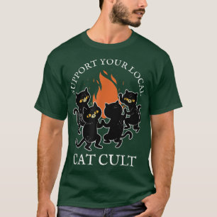 Support voor uw lokale kattenkat - occulte zwarte t-shirt