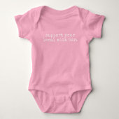 Support voor uw lokale melkbar (Fun roze) Romper (Voorkant)
