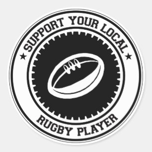 Support voor uw lokale rugbyspeler ronde sticker