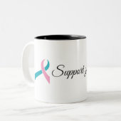 Support voor uw zusjes-Mokken Tweekleurige Koffiemok (Voorkant links)