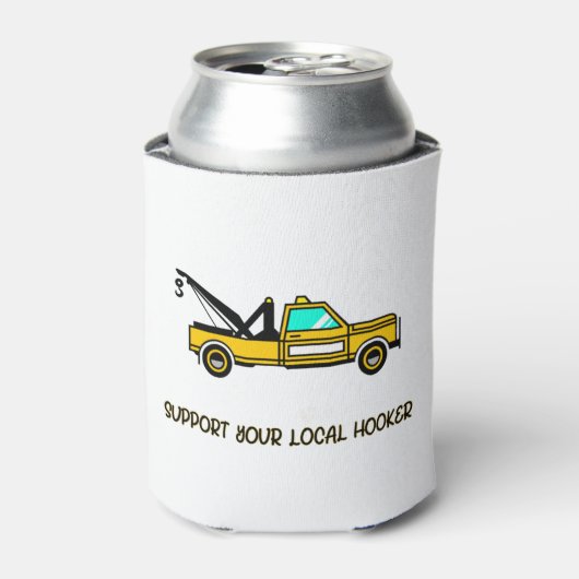 Support Your Local Hook Funny Tow Truck Blikjeskoeler (Blikje Voorkant)