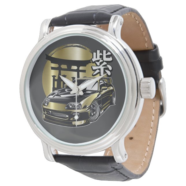 Supra MK 4 Gouden Drift Auto Horloge (Gekanteld)