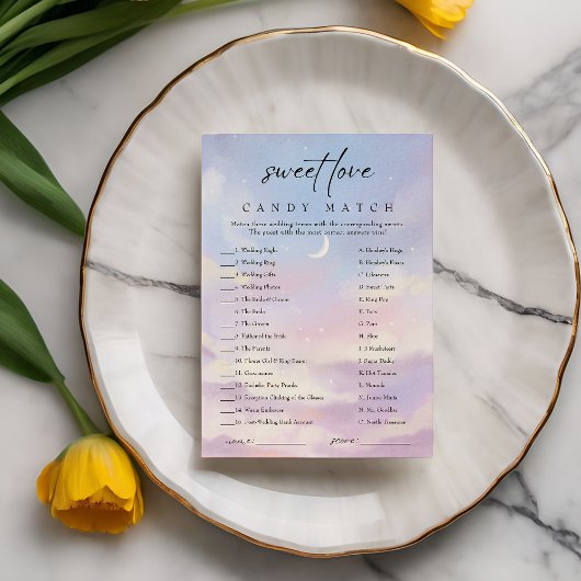 Sur Cloud 9 Bonbons Match Fête des mariées Carte d