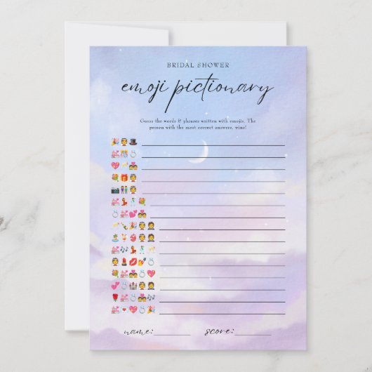 Sur Cloud 9 Bride Emoji Pictionary Carte de jeu (Devant)