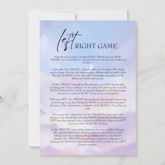 Sur Cloud 9 Gauche Fête des mariées Carte de jeu (Devant)