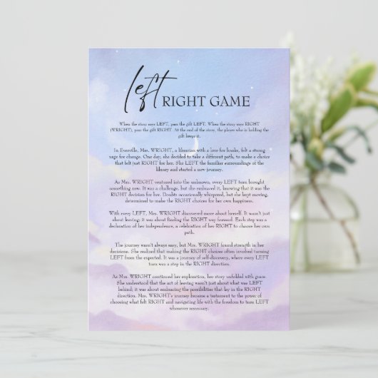 Sur Cloud 9 Gauche Fête des mariées Carte de jeu (Debout devant)