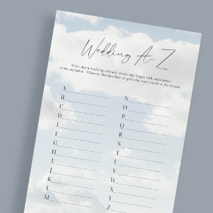 Sur Cloud Mariage Alphabet A-Z Cartes de jeu