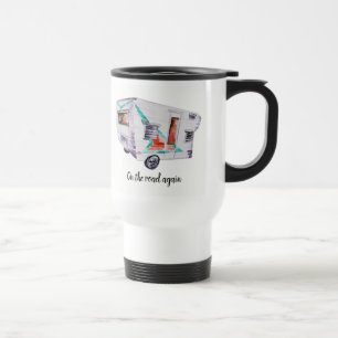 Sur de route tasse vintage de voyage de campeur