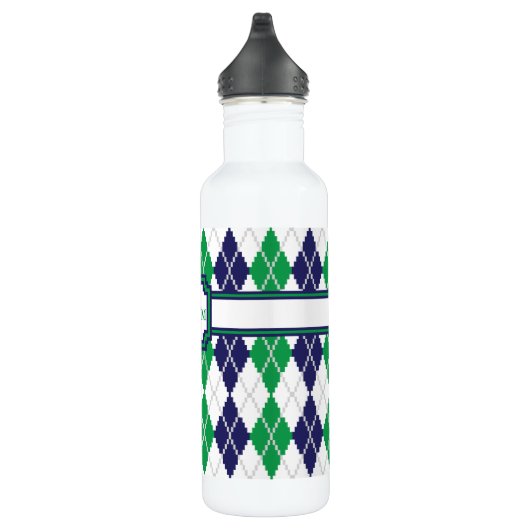 Sur la bouteille d'eau du Jacquard vert (Droite)