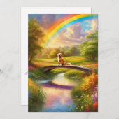 Sur la carte de sympathie du chien Rainbow Bridge (Devant / Derrière)