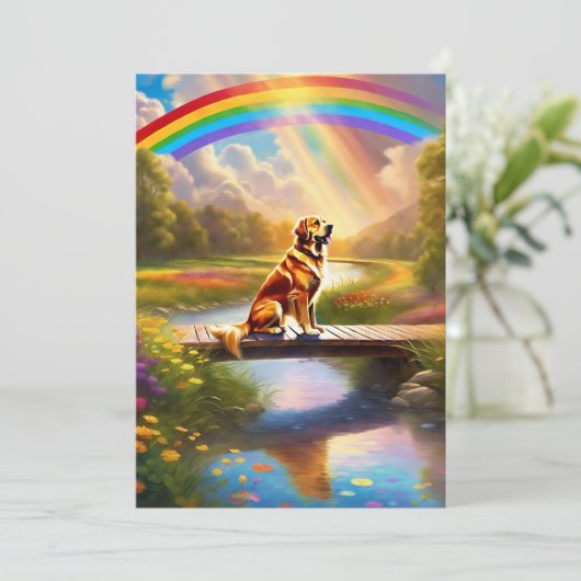 Sur la carte de sympathie du chien Rainbow Bridge (Debout devant)