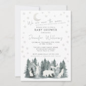 Sur la lune aventure baby shower invitation (Devant)