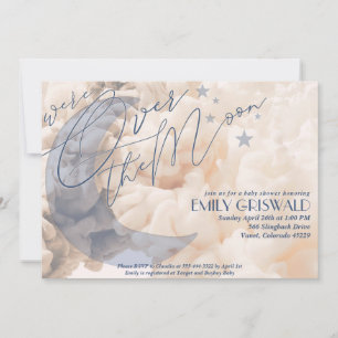 Sur la Lune Baby Boy Shower Invitation