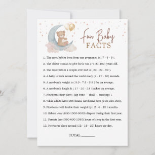 Sur la lune Baby shower amusant Baby Facts Carte d