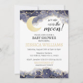 Sur la lune baby shower d'or invitation (Devant)
