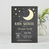 Sur la Lune Baby shower Invitation Jaune (Debout devant)