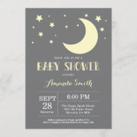 Sur la Lune Baby shower Invitation Jaune