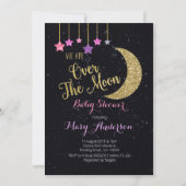 Sur la Lune Baby shower Invitation pour fille (Devant)