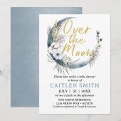 Sur la lune Boho Baby shower garçon Invitation (Devant / Derrière)