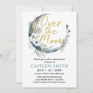 Sur la lune Boho Baby shower garçon Invitation