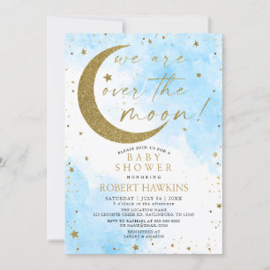 Sur la Lune Dreamy Boy Baby shower Invitation