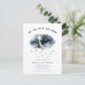 Sur la Lune Gold Stars Baby shower Invitation (Debout devant)