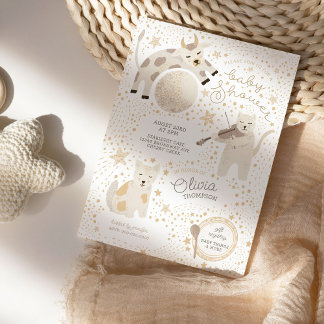 Sur la lune Invitation Baby shower lunaire