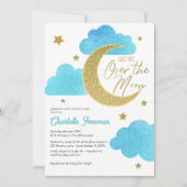 Sur la Lune Starry Baby shower de nuit Invitation (Devant)