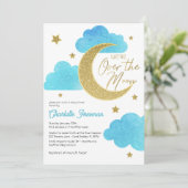 Sur la Lune Starry Baby shower de nuit Invitation (Debout devant)