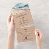 Sur la plage aquarelle invitation mariage (Déchirure)