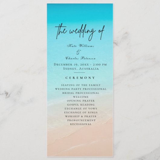 Sur la plage Programme de mariage (Devant)