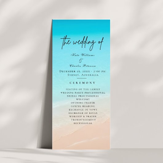 Sur la plage Programme de mariage