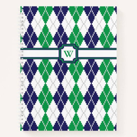 Sur le cahier spirale vert Argyle (Devant)