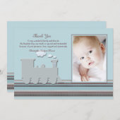 Sur le carte de remerciements bleu de photo de (Devant / Derrière)