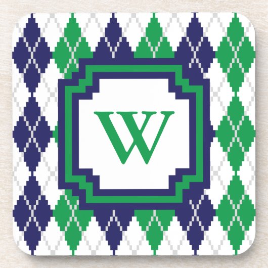 Sur le Dessous de verre Carré Jacquard vert (Devant)