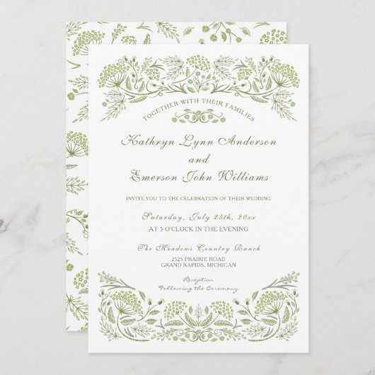 Sur le Faire-part de mariage des Prairies (Devant / Derrière)