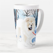 SUR LE FLEUVE Cream Chow tasse en latte avec texte (Angle droit)